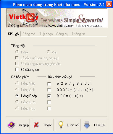 VietKey 2007, 2000 – Bộ gõ Tiếng Việt có dấu cho PC