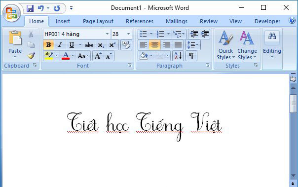 nhập font chữ phù hợp