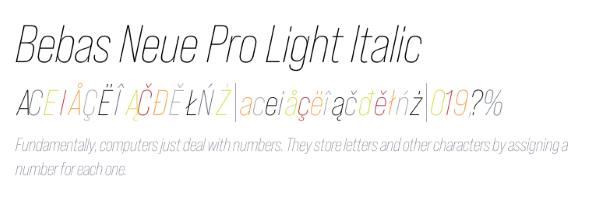 kiểu chữ pro light italic