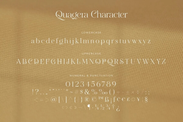 bảng typeface của font quagera việt hóa