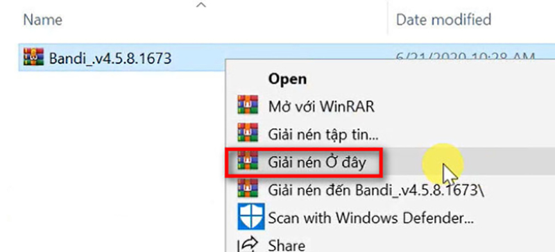 Giải nén file mới tải bằng winrar