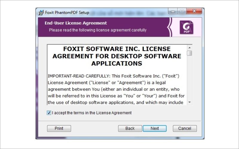 Tick chọn I accept the terms in the License Agreement